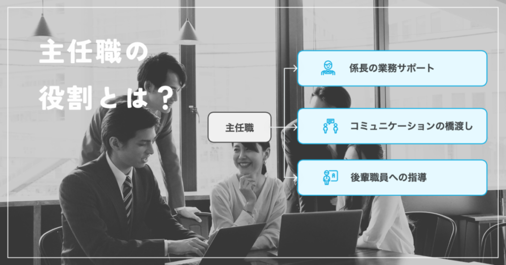 主任職の役割とは？
・係長の業務サポート
・コミュニケーションの橋渡し
・後輩職員への指導